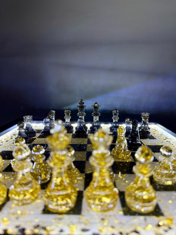 Шаховий набір з епоксидної смоли Premium Led із підсвіткою