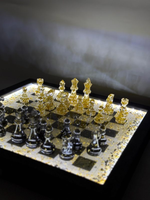 Шаховий набір з епоксидної смоли Premium Led із підсвіткою