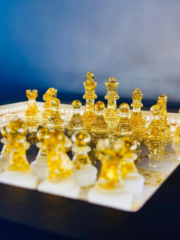 Шаховий набір з епоксидної смоли Premium Led із підсвіткою