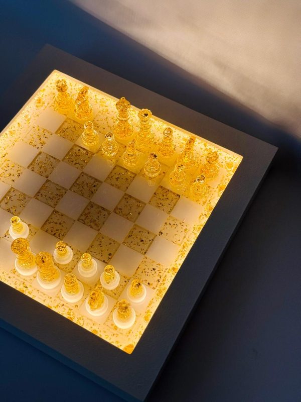 Шаховий набір з епоксидної смоли Premium Led із підсвіткою
