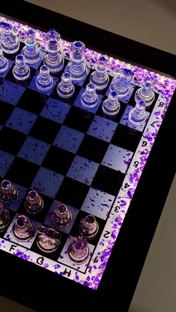 Шаховий набір з епоксидної смоли Premium Led із підсвіткою