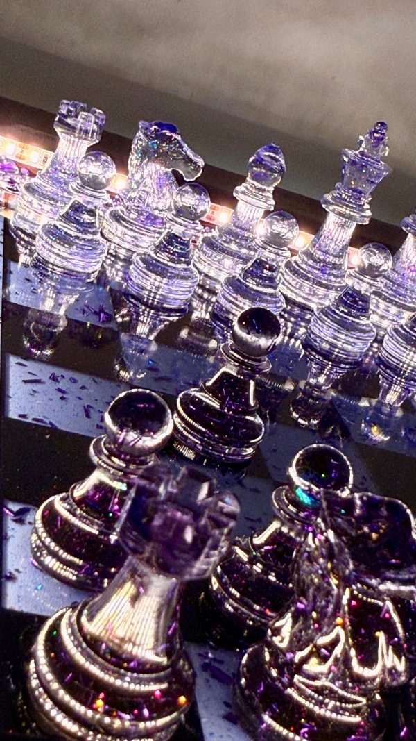 Шаховий набір з епоксидної смоли Premium Led із підсвіткою