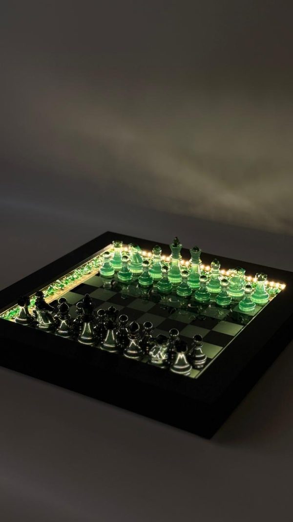 Шаховий набір з епоксидної смоли Premium Led із підсвіткою