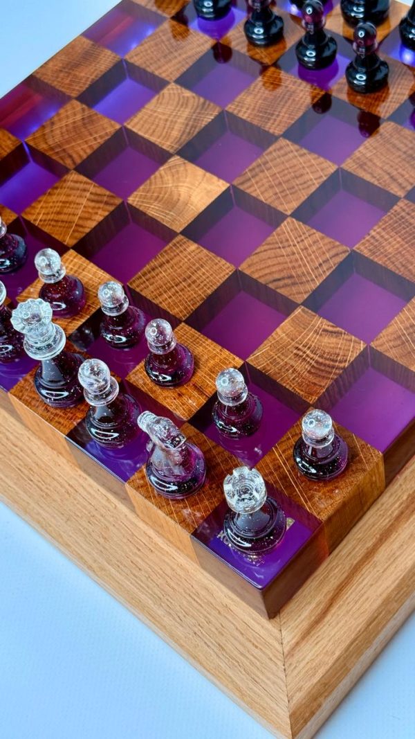 Шаховий набір з епоксидної смоли та дерева Premium Wood