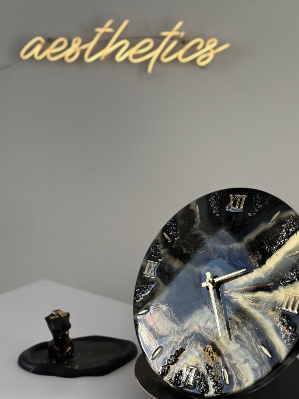 IMG_0363 Круглий настінний годинник з епоксидної смоли Мармуровий