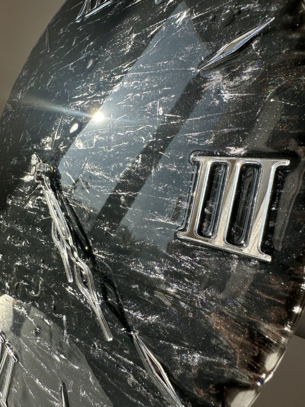 IMG_1182 Настінний круглий годинник з епоксидної смоли Срібло Лофт