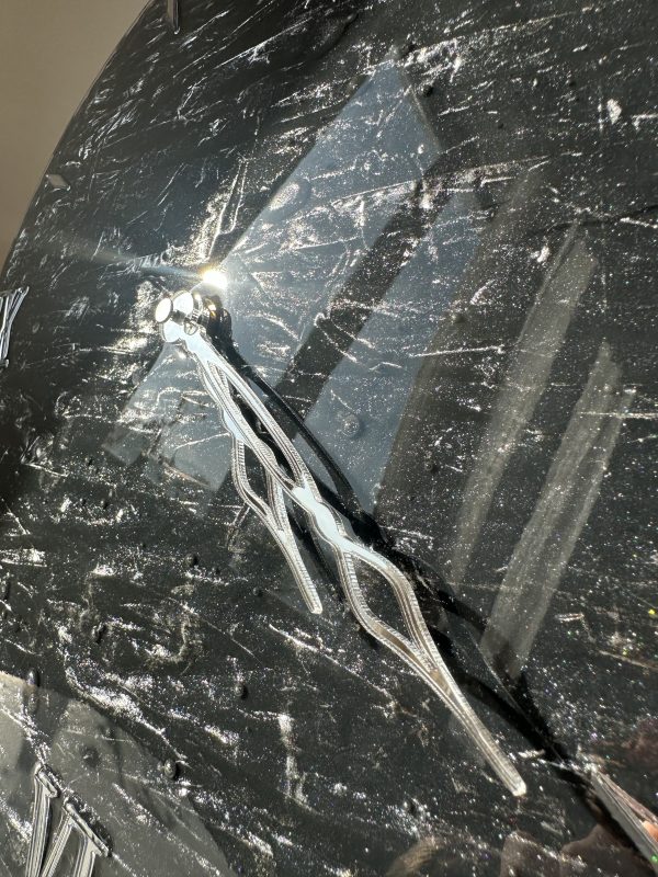 IMG_1188 Настінний круглий годинник з епоксидної смоли Срібло Лофт