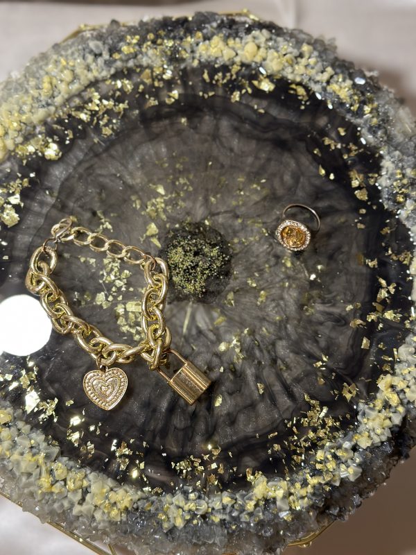 Піднос-таця з епоксидної смоли Crystal Queen Gold 26 см