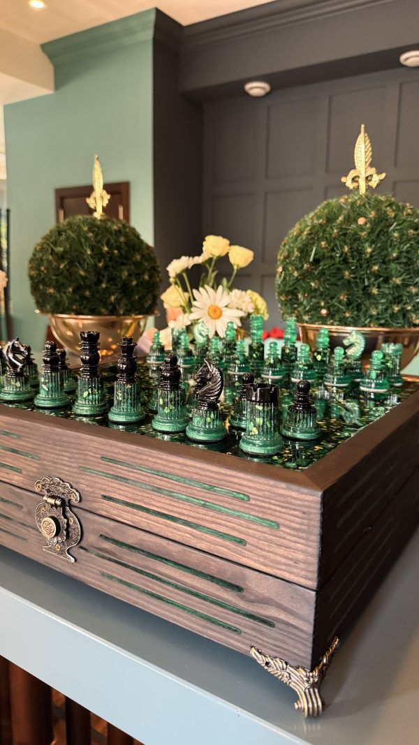 Малахітова шахова скриня з епоксидної смоли XL