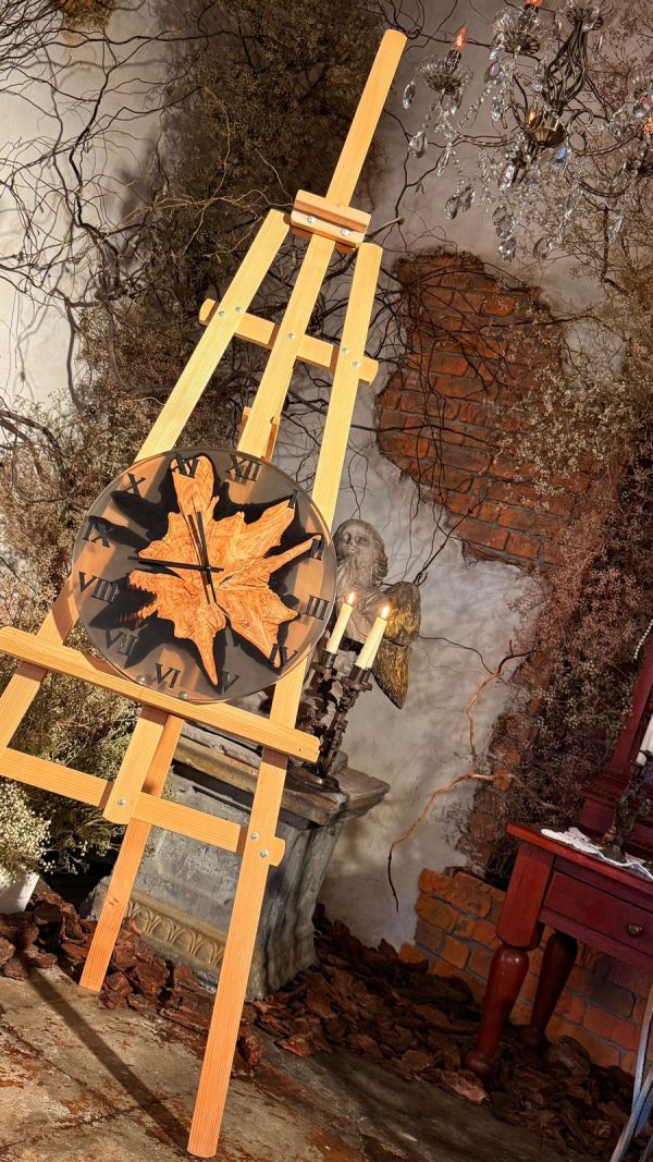 Круглий настінний годинник з епоксидної смоли та дерева 40 см