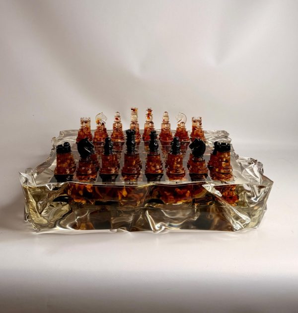 amber ice Шаховий набір з епоксидної смоли та бурштину Amber Iceberg