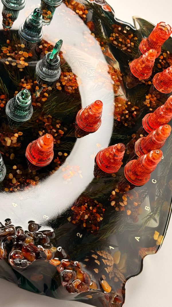 Колекційні шахи з епоксидної смоли, кедру та бурштину у вигляді Айсбергу "Бурштинова Легенда"