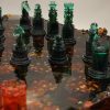 Колекційні шахи з епоксидної смоли, кедру та бурштину у вигляді Айсбергу "Бурштинова Легенда"