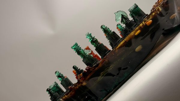 Колекційні шахи з епоксидної смоли, кедру та бурштину у вигляді Айсбергу "Бурштинова Легенда"