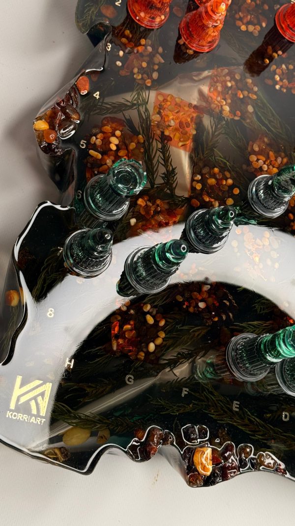 Колекційні шахи з епоксидної смоли, кедру та бурштину у вигляді Айсбергу "Бурштинова Легенда"